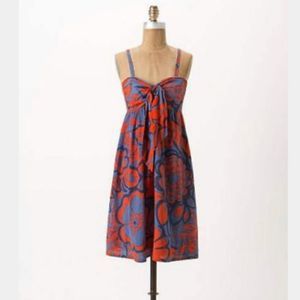 Anthro HD in Paris Campanula Floral Elasticized Strapless Dress